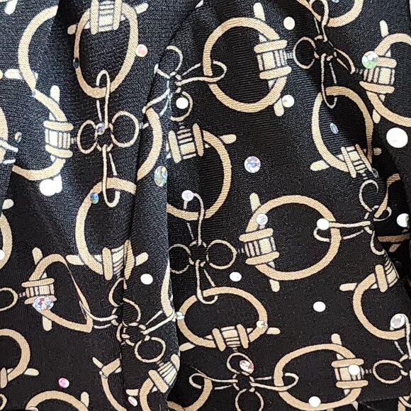 Dressbarn Black Gold Sequins Tortoise Circle Design Layer Look Poly Span Tunic S - Picture 16 of 16